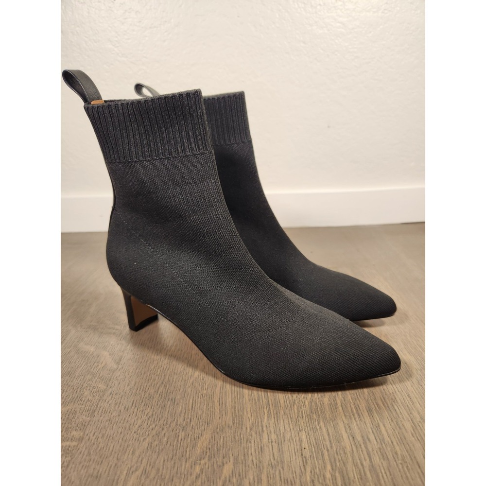 New $150 Andre Assous Winter Knit Boots Women's 6 Black Almond Toe Bootie Boot